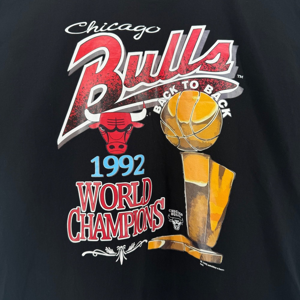 Chicago Bulls‎ 1992 World Champions T-Shirt Black Mens XL Saturday a Hero NBA - Picture 5 of 10